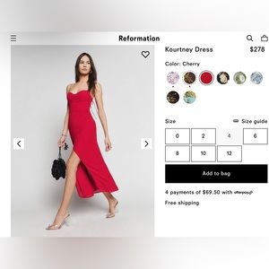 Reformation Kourtney dress red size 4